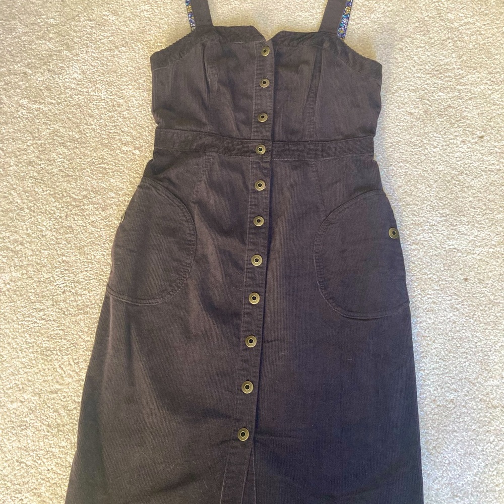 Anthropologie Corduroy Overall Button Dress 8